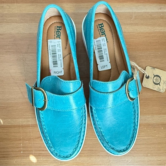 NEW BORN Contessa Turquoise Leather Buckle Platform Loafer Women’s Size 9.5 - Picture 7 of 10